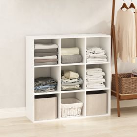 Pelli Cubic Multipurpose Clothing Closet Storage Organizer Shelf, 9-Cube, White