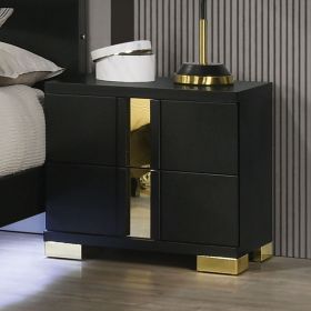 Black And Gold Trim 1pc Nightstand Bracketed Metal Legs Acrylic Trim Contemporary Bedroom Furniture