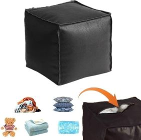 Storage Ottoman, Foot Stool, Lazy Sofa, Leather Stitched Cushion with Zipper, Rest Stool Under Desk