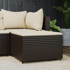 Patio Footrest Brown PE Rattan Standard Adjustable Feet