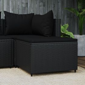 Patio Footrest Black PE rattan Adjustable Feet Footstool Square