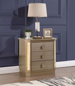 Nightstand Made with Wood in Gold Finish
