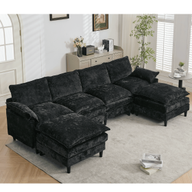 [NEW ARRIVED]Modular Sofa,U Shaped Cloud Couch Comfy Set ,6-Seater, 2 Armrest Pillows,Convertible Sectional Couch, Living Room,Apartment