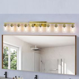 10 Light Gold Vanity Lights for Mirror, 52inch Modern Gold Bathroom Wall Lighting for Bedroom, Living Room