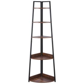 VEVOR 5 Tier Corner Shelf, 70" Tall Corner Bookshelf with Metal Frame & Wooden Shelves, Industrial Corner Ladder Shelf for Living Room, Bedroom