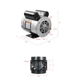 5HP SPL Air Compressor Motor 230V 17.6A 3450RPM 56 Frame CW/CCW Rotation (Factory Setting Is CCW) (Option: Black)