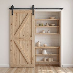 5FT Sliding Barn Door Hardware Kit For Single Sliding Barn Door Black (Option: Black)