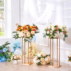 4PCS Gold Metal Column Wedding Flower Stand, 23.6inch High With Metal Laminate, Vase Geometric Centerpiece Stands, Cylindrical Floral Display Rac (Option: Metallic)