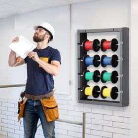 Wire Spool Rack 4 Adjustable Rods Spool Holder Wall Mounted 150 Lbs Capacity (Option: Grey)