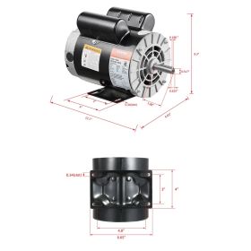 3HP Air Compressor Electric Motor 230V 15.5A 3450RPM 56 Frame CW/CCW Rotation (Factory Setting Is CCW) (Option: Black)