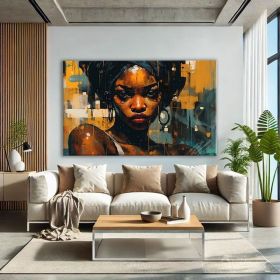 African Abstract Figure Wall Art Black Women Art Hand Painted Oil Painting Oversized Wall Art Abstract African Women Wall Art African Modern Art (Style: 01, size: 80x120cm)