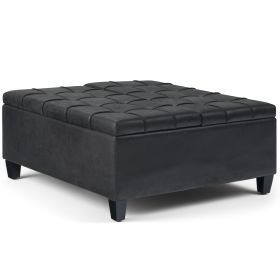 Harrison - Coffee Table Storage Ottoman - Distressed Black (Color: as Pic)