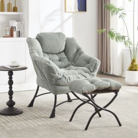 Lazy Chair with Ottoman, Modern Lounge Accent Chair with Armrests and a Side Pocket (Color: as Pic)