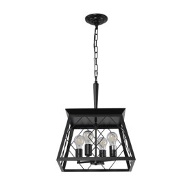 4 Lights Farmhouse Chandelier For Dining Room Black - No Bulbs Unavailable Platform- Temu (Option: Black)