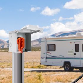 15 Ft RV Extension Cord, 50 Amp, Heavy Duty STW RV Power Cord, NEMA 14-50R Female NEMA 14-50P Male Plug, With LED Indicator Handle 15A Adapter, F (Option: Orange)